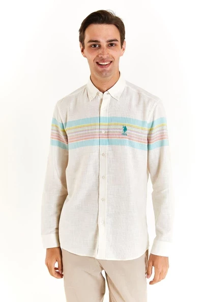 U.S. Polo Assn. Minimalist Çizgili Uzun Kol Erkek Gömlek
