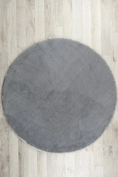 Yuvarlak Düz Renk Post Halı Yumuşak Pelüş Tüylü Kaymaz Tabanlı ( 80 x 80 ) - 3