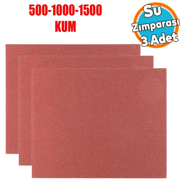 Araç Otomotiv Far Temizleme Parlatma İnce Kalın Su Zımpara Seti Kağıt 500-1000-1500 Kum (3 Adet) ürün görseli