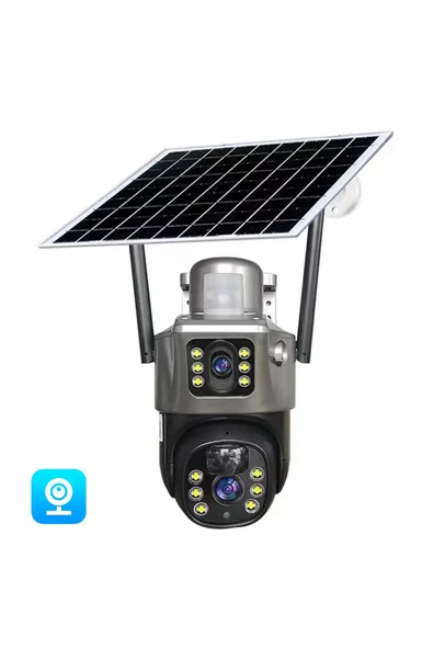 AV-M12 Solar Smart Güvenlik Kamerası 4G Sim 2 Kameralı 2+2mp Wi-Fi Ptz