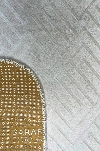 Sarar Plus Rölyef Banyo Paspas Takımı 2'li Bej Kabartma Desenli Kaymaz Tabanlı (60x100 / 40x60) - 3