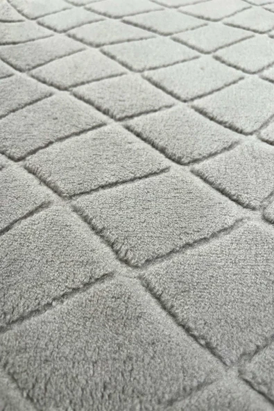 Sarar Plus Rölyef Banyo Paspas Takımı 2'li Açık Gri Kabartma Desenli Kaymaz Tabanlı (60x100 / 40x60) - 2