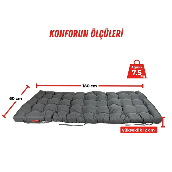 XPERMATE Şezlong Minderi PUNTO 60x180x12 cm Antrasit - 2