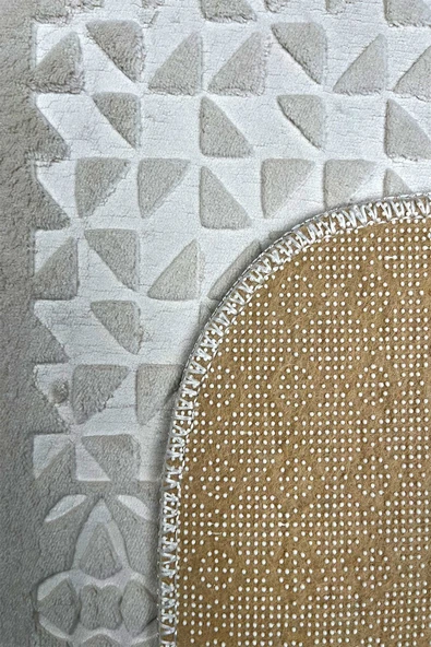 Sarar Plus Rölyef Banyo Paspas Takımı 2'li Bej Kabartma Desenli Kaymaz Tabanlı (60x100 / 40x60) - 3
