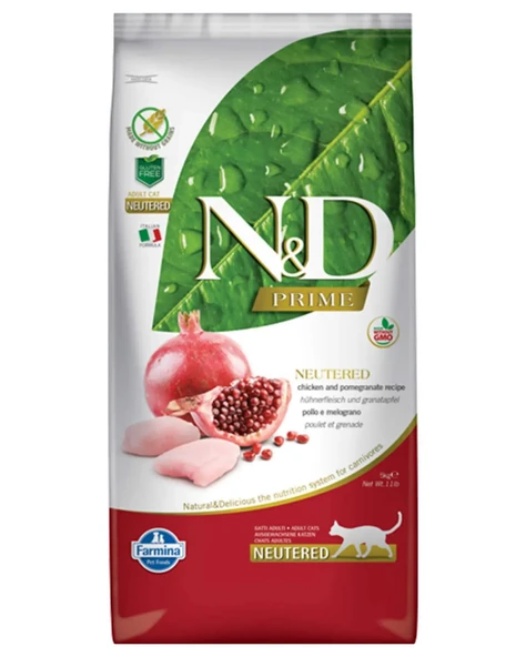 N & D Nd Prime Tahılsız Tavuk ve Narlı Kısır Kedi Maması 10kg