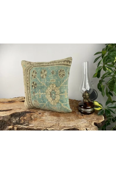 Dekoratif Kilim Kırlent Kılıfı, Vintage, El dokuma, Eski Ev Dekoru, 40x40,Decor Kilim Yastık Kılıfı - 2