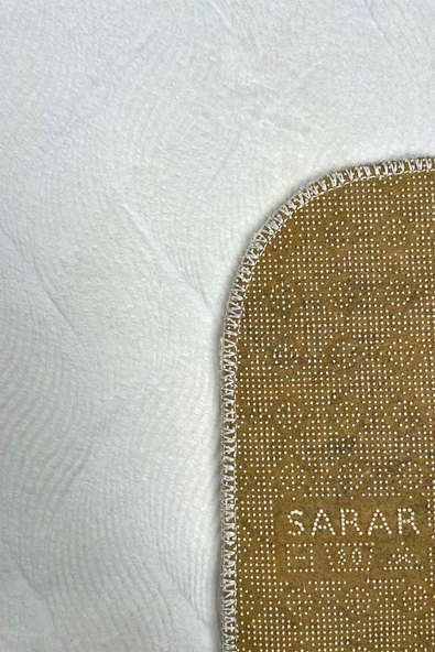 Sarar Plus Rölyef Banyo Paspas Takımı 2'li Beyaz Kabartma Desenli Kaymaz Tabanlı (60x100 / 40x60) - 2