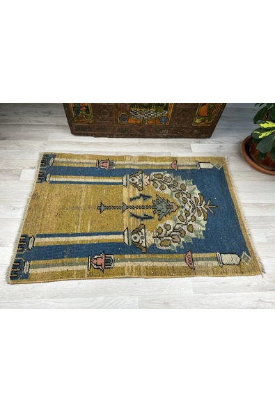 El Dokuma , Kilim Paspas, Anadolu Paspas Halı, Vintage Kilim - 2
