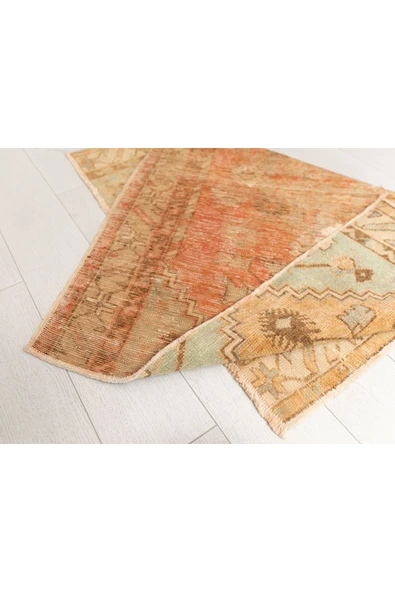 Dekoratif El Dokuma Paspas, Anadolu Paspas Halı, Vintage Kilim - 4