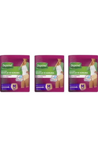 Depend Emici Külot Kadın Orta Boy 10 Lu 3 Adet