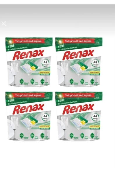RENAX bulaşık makinesi kapsülü hepsi bir arada 44 adet x 4 paket (176 Yıkama)