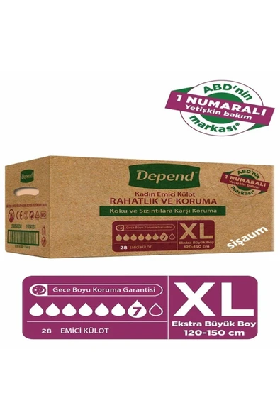 Depend Yeni Emici Külot Ekstra Büyük Boy Xl Beden 28 Adet(bel Ölçüsü 120-150 Cm)