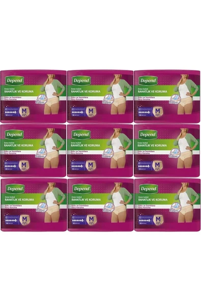Depend Emici Külot Hasta Bezi Medium - Orta Kadın 90 Adet (9PK*10)