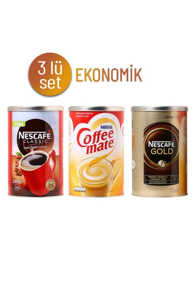 Nescafe Gold 900 Gr + Classic 1 Kg + Nestle Coffee Mate 2 Kg Ekonomik Paket - 2