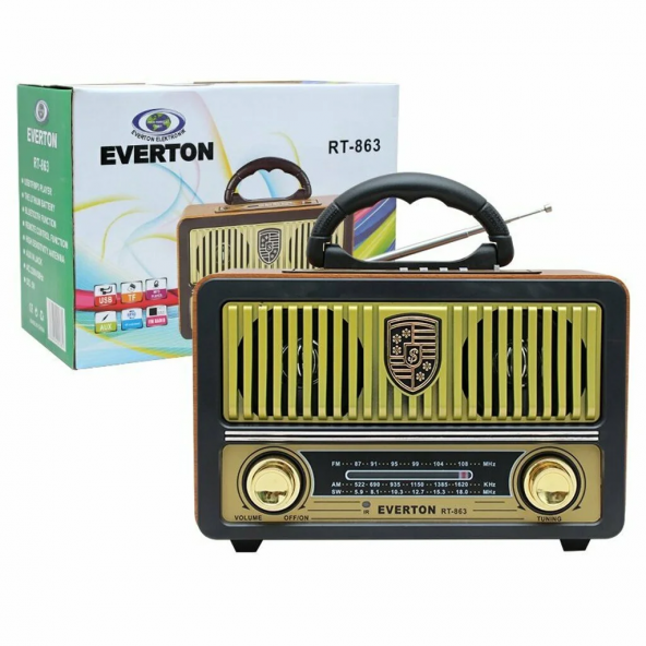 Everton RT-863 Bluetoothlu Nostaljik Radyo SD/USB/FM Şarjlı Radyo
