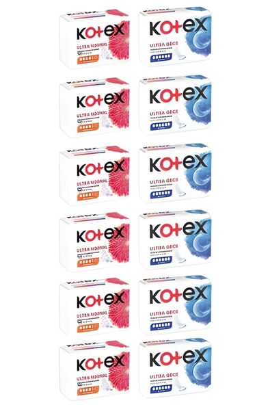 Kotex Ultra Ped Gece 6 Lı ( 6 Adet) + Ultra Normal Single 8'li ( 6 Adet)
