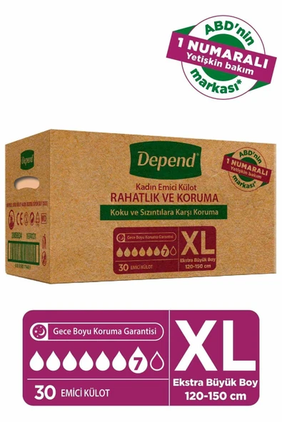 Depend Emici Külot Kadın Ekstra Büyük Boy 30 Lu
