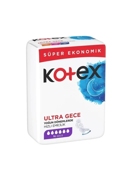 Kotex Kadın Pedi Ultra Quadro Süper Eko Ultra Gece 16'lı