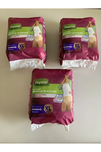 Depend Emici Külot Extra Büyük Boy Xlarge Beden 3lü Paket 30 Adet