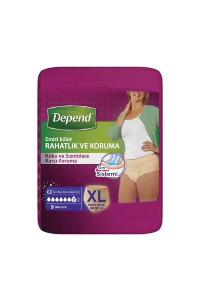 Depend Xl Beden Kadın Emici Külot 9 Lu (bel Ölüçüsü 120-150 cm) Yeni