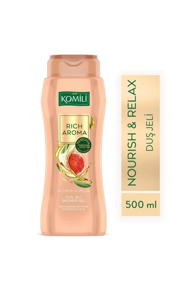 Komili Rich Aroma Nourish&Relax Duş Jeli - İncir Çekirdeği&Zeytinyağı - Kalıcı Parfüm Etkili-500 ML