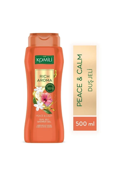 Komili Rich Aroma Peace&Calm Duş Jeli - Amber&Beyaz Yasemin - Kalıcı Parfüm Etkili - Vegan - 500 ML