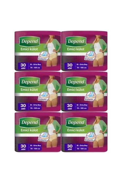 Depend STD Depend Emici Külot Hasta Bezi Medium - Orta Kadın 180 Adet (6PK*30) ( TEKLİDİR )