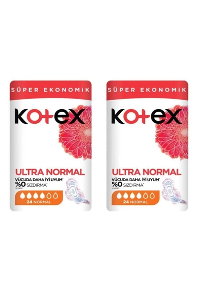Kotex Ultra Hijyenik Normal 24'lü 2 Paket 48 Adet