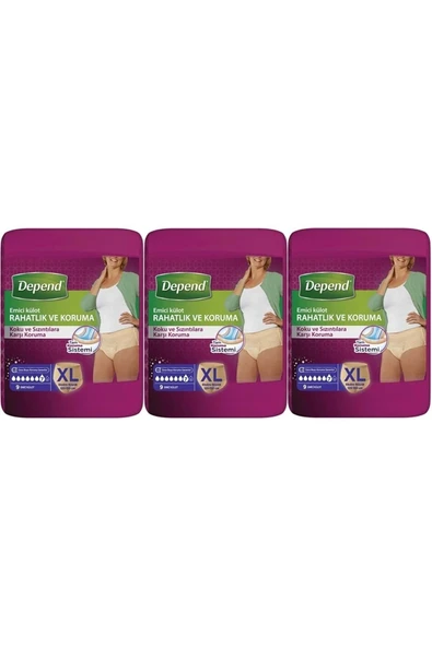 Depend Emici Külot Hasta Bezi Xl Extra Büyük 27 Adet (3pk*9)