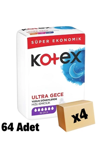 Kotex Ultra Quadro Süper Eko Gece 16 Lı X 4 Adet