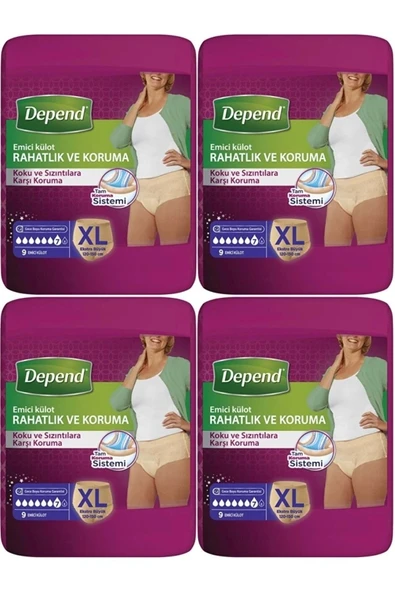 Depend Emici Külot Hasta Bezi Xl Extra Büyük 36 Adet (4pk*9)