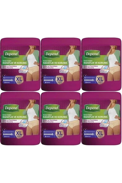 Depend Emici Külot Hasta Bezi Xl Extra Büyük 54 Adet (6pk*9)