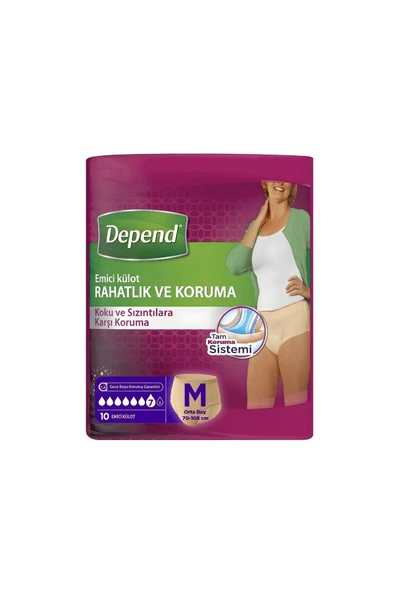 Depend Emici Külot Kadın Hasta Bezi Orta Boy 10'lu