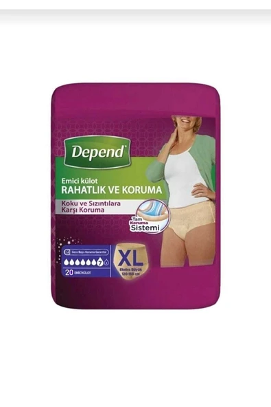 Depend Emici Külot Bez Xl Beden 20 Adet 120 cm -150 cm