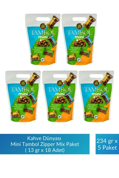 Kahve Dünyası Kahve Dünyası Mini Tambol Zipper Mix Paket 13 gr x 18 Adet x 5 Paket