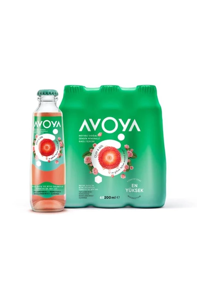 AVOYA 6'LI ÇİLEK&GÜL MADEN SUYU 200 ML