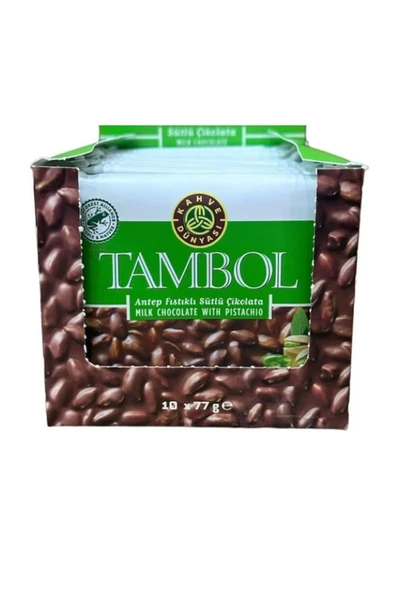 Kahve Dünyası Bütün Antep Fıstığı Tambol Kare Çikolata 77 Gram x (10 adet) - 4