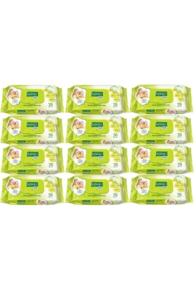 Komili Soft Islak Havlu Mendil 70 Yaprak (12 Lİ SET) 840 Yaprak Plastik Kapaklı