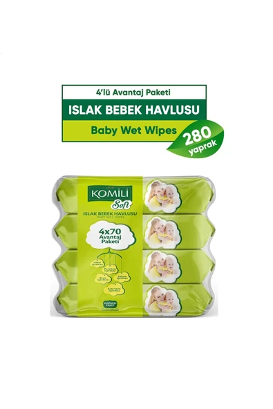 Komili Soft 70 Yaprak 4'lü Paket Islak Mendil