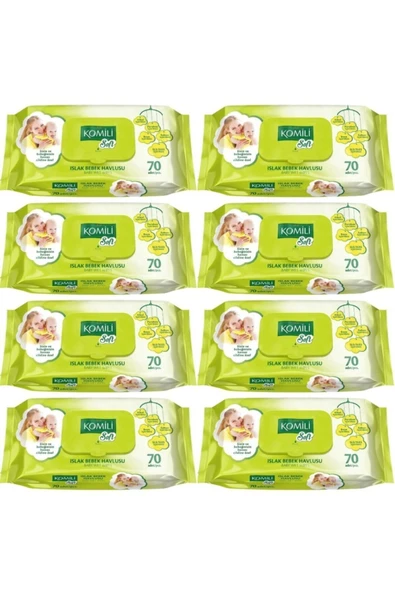 Komili Soft Islak Bebek Havlusu 70 Li 8 Adet 560 Yaprak