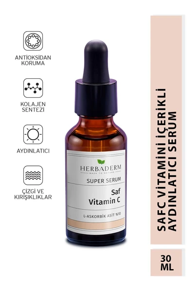 Herbaderm C Vitamin Aydınlatıcı Ve Ton Eşitleyici Yüz Serumu 30 ml %10 Ascorbic Acid