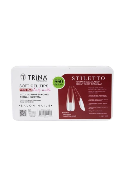 Trina Soft Jel Takma Tırnak -stilletto (YARI MAT) 550' Li - 19