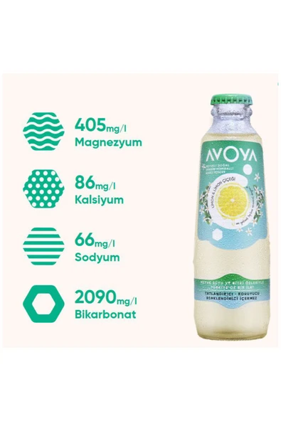 AVOYA Meyveli Doğal Zengin Mineralli Gazlı İçecek Limon ve Limon Çiçeği 200 ML x 6 - 2
