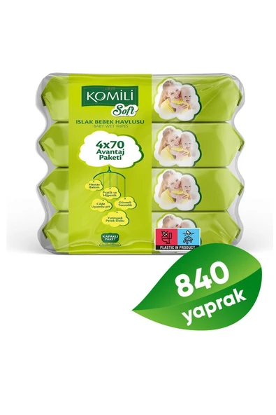 Komili Soft Islak Havlu 4 X 70 - 3'lü Paket - 840 Yaprak - 3