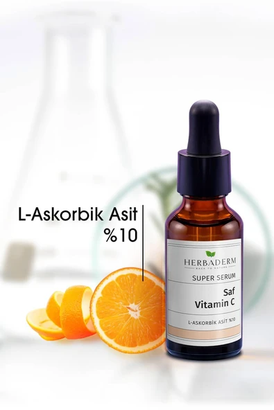 Herbaderm C Vitamin Aydınlatıcı Ve Ton Eşitleyici Yüz Serumu 30 ml %10 Ascorbic Acid - Resim 5