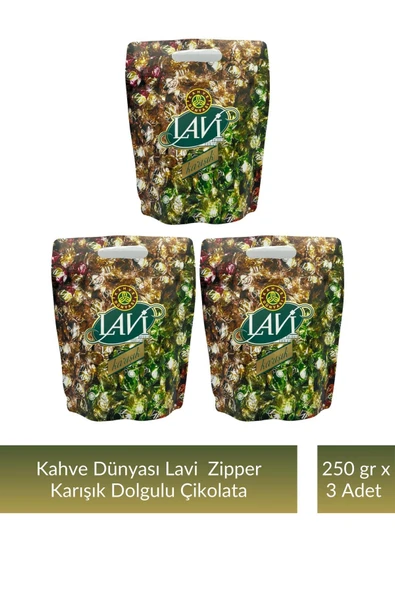 Kahve Dünyası Kahve Dünyası Zıpper Lavi Karışık Çikolata 250 gr x 3 Adet