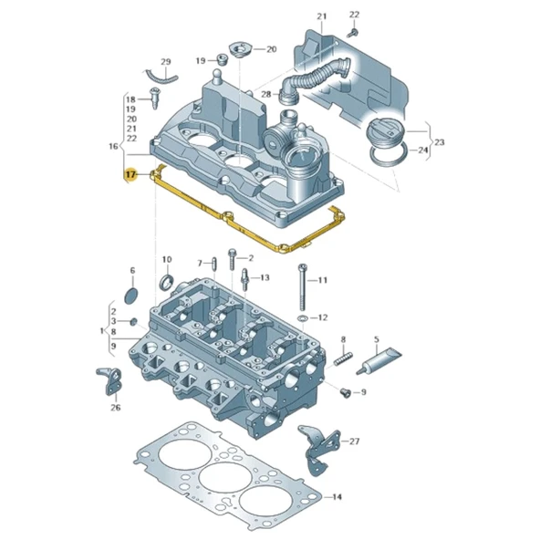 Skoda Roomster 2011-2015 1.2TDi CFWA Külbütör Kapak Contası 03P103483 - 3