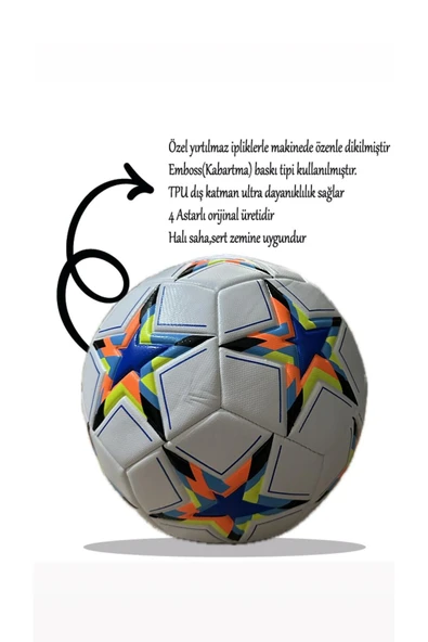 4 Astarlı Sert Zemin Futbol Topu Halı Saha Topu Maç Topu 480gr - 2