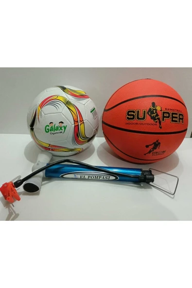 Futbol Topu Basket Topu Ve Kaliteli Şişirme Pompası - Resim 2