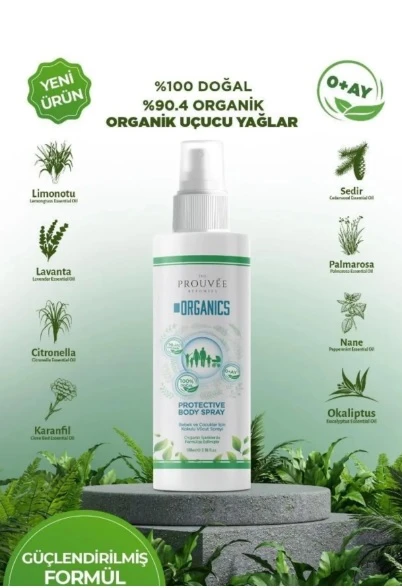 The Prouvée Organics Doğal ve Organik Sivrisinek Kovucu Sprey 0+ Ay 100 ml